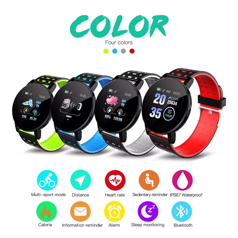 

1.3 inch Smart Watch Waterproof Bluetooth Blood Pressure Fitness Tracker Heart Rate Monitoring Sport Smartwatch For iOS Android