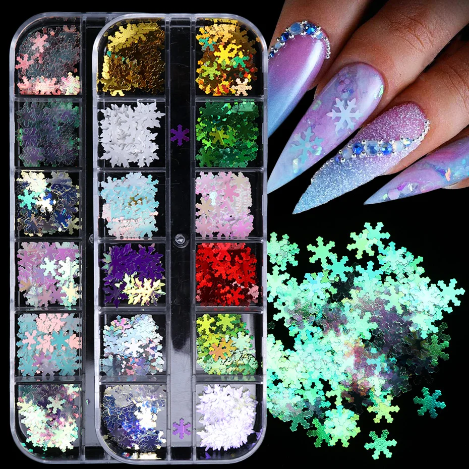 Holographic Nail Glitter Flakes Sequin 12pcs in 1 Rose Gold Silver DIY Butterfly Dipping Powder for Acrylic Nails (3)