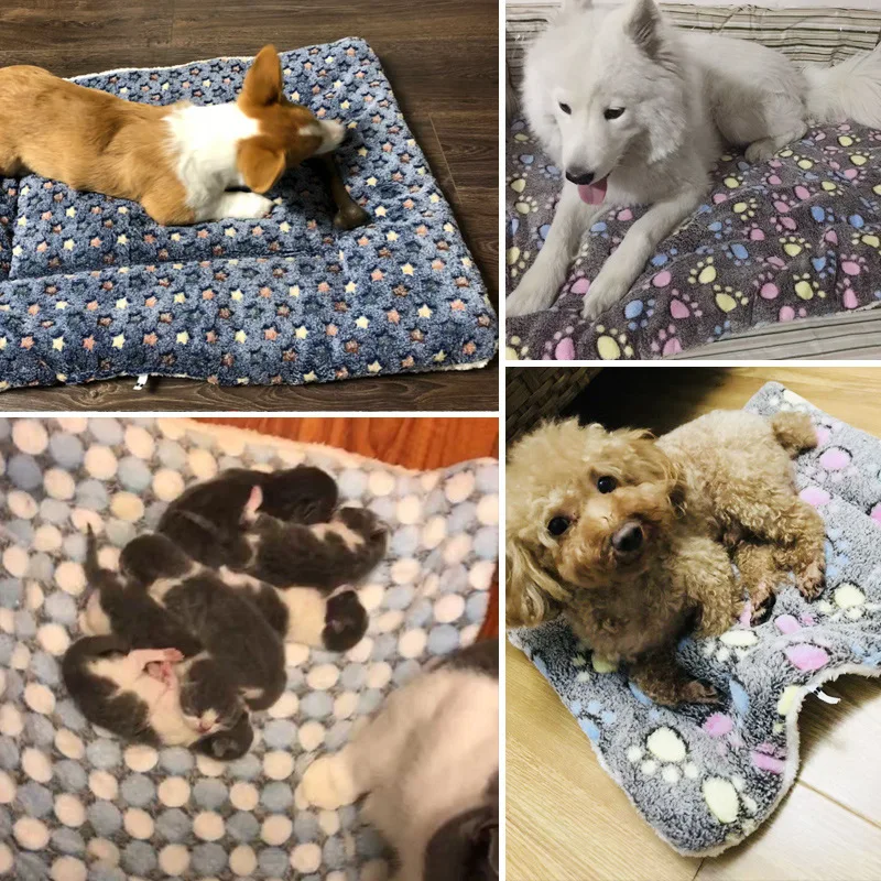 6 размеров мягкая теплая собака кровать коврик зимние лежанки для кошек Флисовое одеяло для собаки щенок Подушка спальный коврик для домашних животных кровати для маленьких средних собак кошек