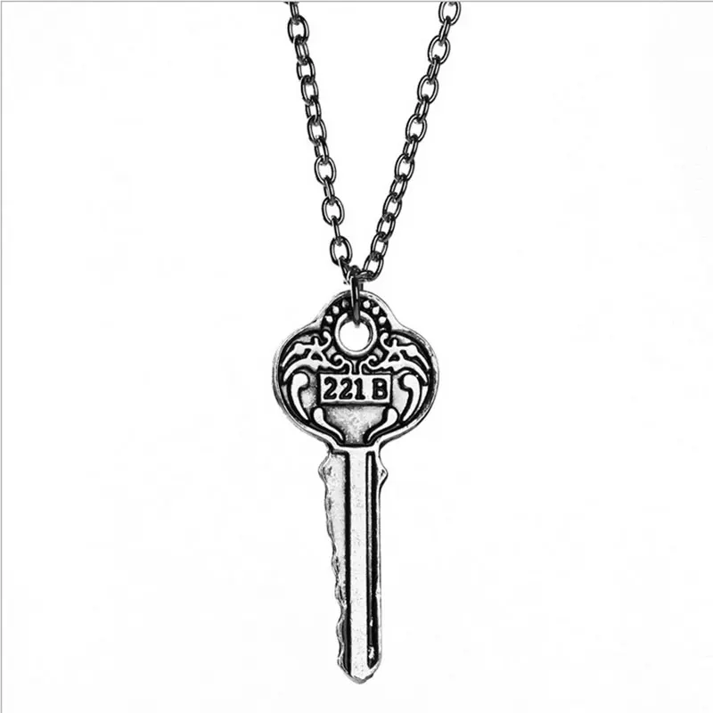 1 шт. старинный ключ античное ожерелье с подвеской, серебро, бронза, детектив Шерлок 221b ключ Юбилей ювелирные изделия