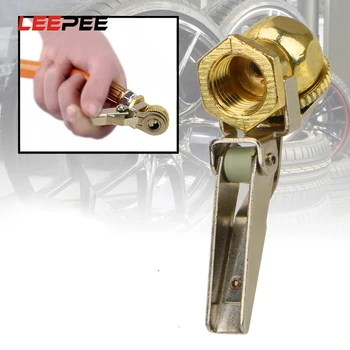 

LEEPEE For Tire Changers Car Air Chuck Tire Tyre Inflator Fitting Kit Clip-On Ball Foot Auto 45 Degree Head Brass