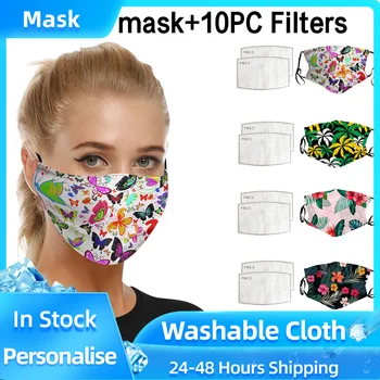 

5PC Face Mask With 10 PCS Filters Face Cover Washable Reusable Dustproof Windproof Foggy Haze Unisex Mouth Mask Mascarilla