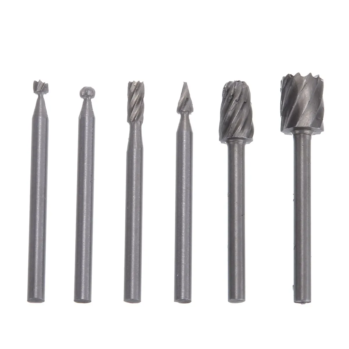 6pcs HSS Rotary Burrs Files Milling Cutter Router Bits Set Multifunctional Carving Milling Cutter Woodworking Tool