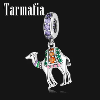 

Top Quality 925 Sterling Silver Colorful Zircon Desert camel Fine Pendant Beads fit Original Pandora Charm Bracelets DIY Jewelry
