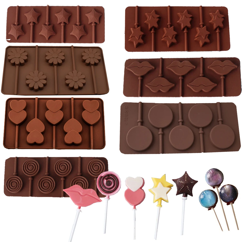 Cooking Fondant Cake Tools New Ten Heart Silicone Lollipop Chocolate Mold