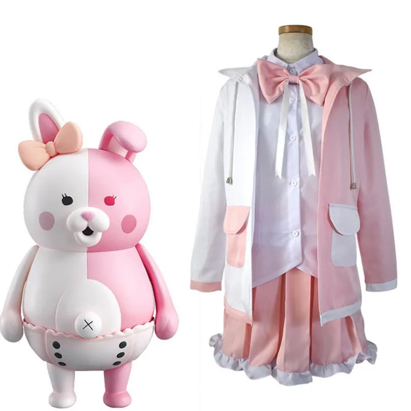 Костюм для косплея 2 мономи Danganronpa пальто и юбки розового медведя из кролика