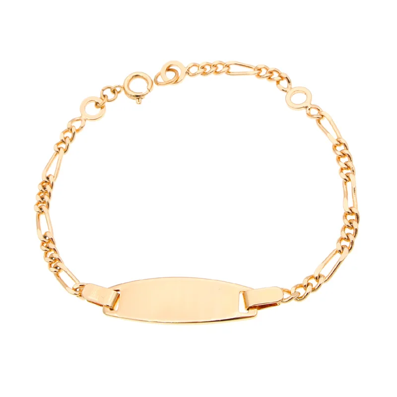 

No Name Gold Kids Bracelets Baby Jewelry Christening Bracelet Pulsera Bebe Figaro Chain Bangle Kinder Armband Brazalete B0127