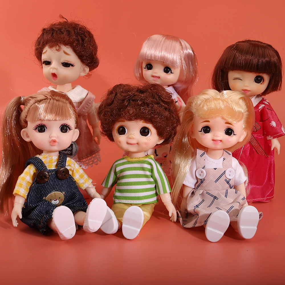 Muñeca articulada de 16cm para niñas, 13 muñecas móviles de pelo largo, ojos 3D, juguete BJD, vestido, maquillaje de Juguetes