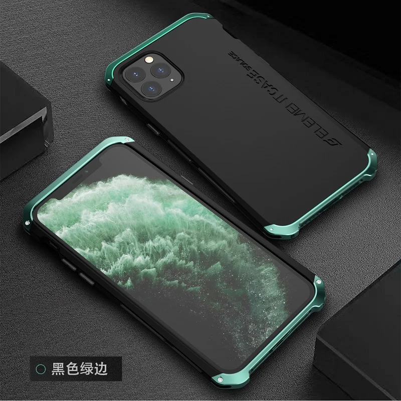 black green Металлический Алюминиевый Чехол Bumber для iphone 11, чехол-гибрид, задняя крышка из поликарбоната для iphone 11 pro max, чехол, противоударный чехол, Fundas - Цвет: black green