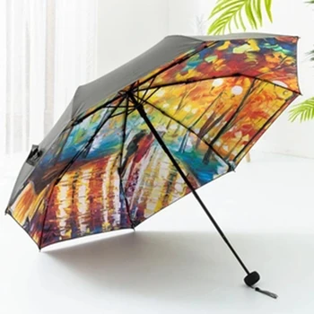 

Oil Painting Anti UV Artny Umbrella Rain Women paraguas hombre Cute Art Umbrella Windproof Arts Sun Rain Umbrellas QZH083