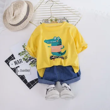 

Baby Boys Clothes Sets Summer Cotton Cartoon Cute Crocodile Kid Sets T Shirt + Jeans Shorts Pants 12 3 4 Years Infant Outfit