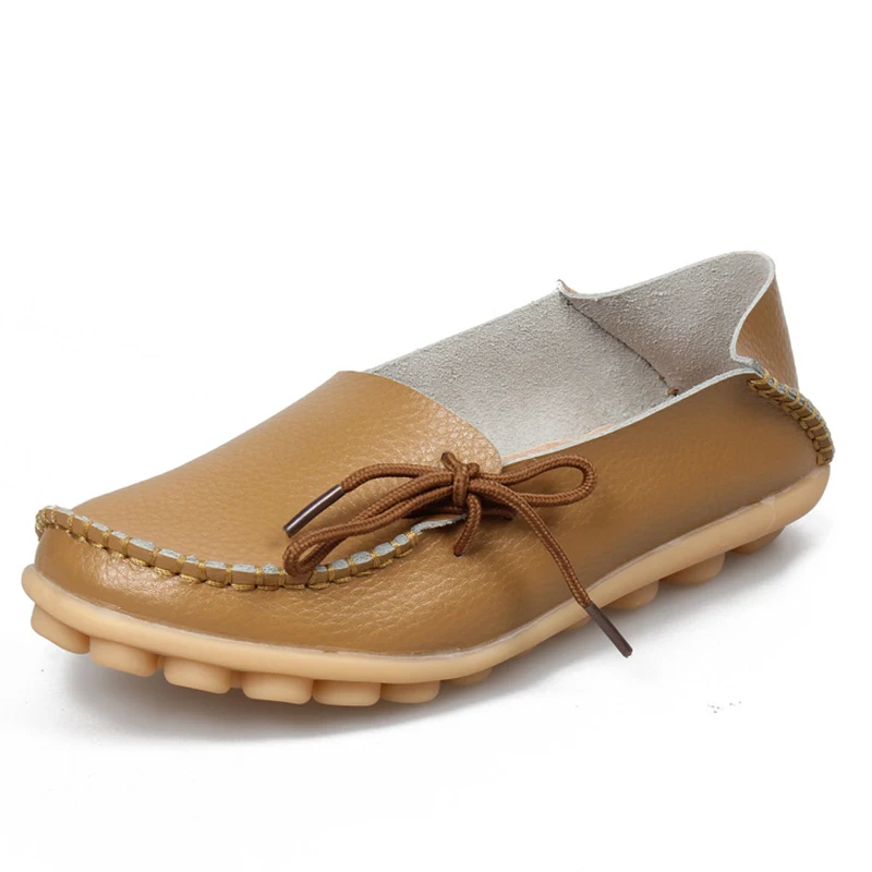 Light brown Обувь на плоской подошве; женская г., модные мягкие дышащие женские лоферы из искусственной кожи на плоской подошве для прогулок, домашняя обувь - Цвет: Light brown