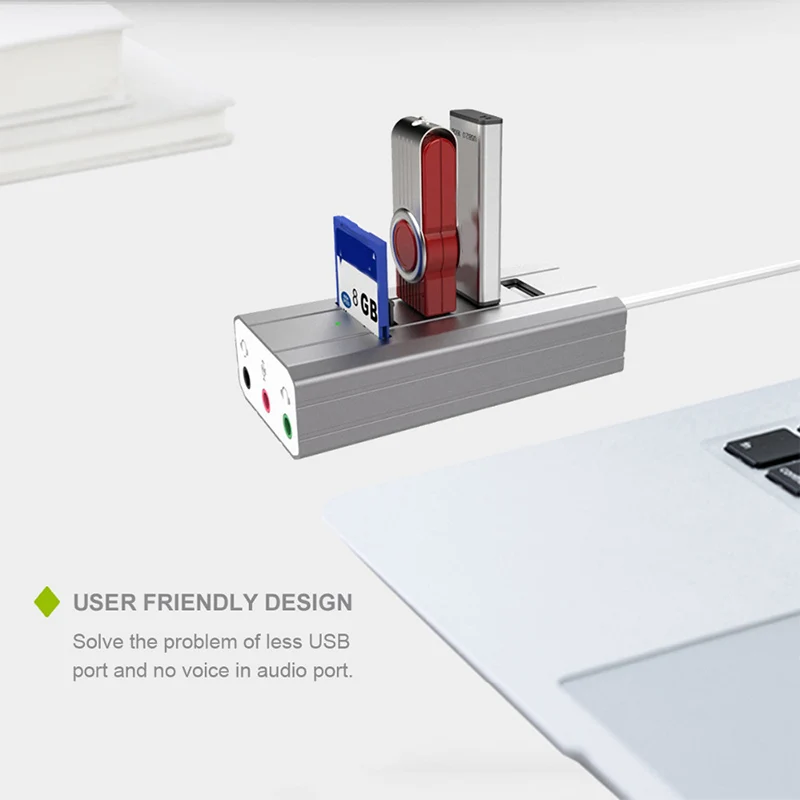 USB 2,0 концентратор+ звуковая карта 7,1 многофункциональный концентратор звуковая карта usb-хаб звуковая карта X8S8