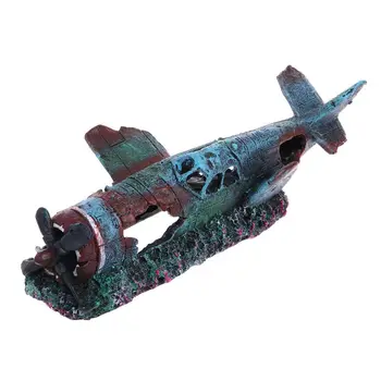 

Aquarium Warplane Fish Tank Decoration Resin Crafts Wreckage Hide Cave For Fish Shrimp Fighter Airplane Ornaments Carved Exquisi