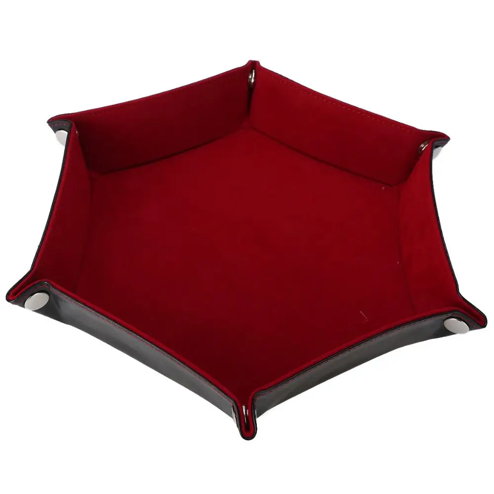 Red 4 цвета из искусственной кожи шестигранные игральные кости складной прокатный лоток кости коробка для хранения для настольных игр настольные игры дропшиппинг - Цвет: Red