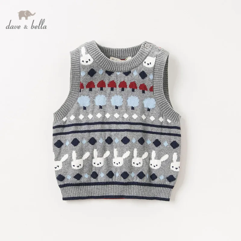 

DB11778 dave bella autumn winter baby boy sleeveless sweater printed kids vest 1 pc