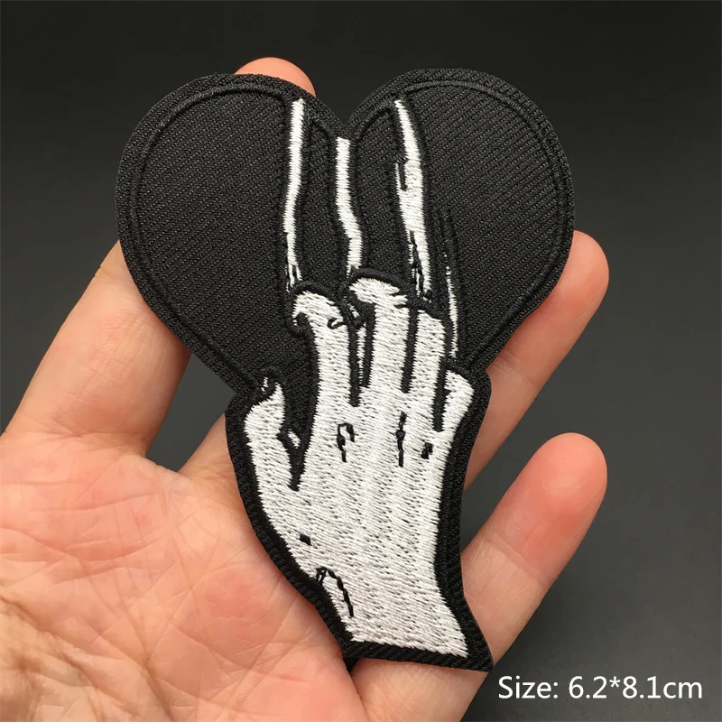 Black and White Ghost Zipper Embroidered Iron-On Punk Patches