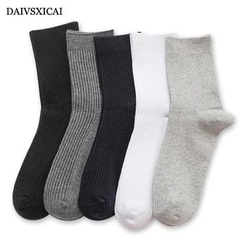 

3Pairs/lot=6pieces Autumn Winter Double Needle Vertical Strip Men's Socks Wild Solid Color Socks Fashion Man Cotton Socks