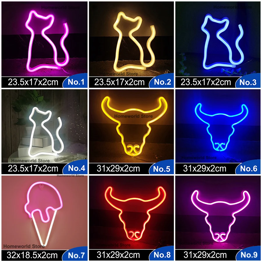 dinosaur lamp LED Neon Light Sign Strip New 189 Styles Wall Art Lamp Nightlight LOVE Heart Animal Cat Figure Model Decor Room Shop Xmas Gift hatch night light Night Lights