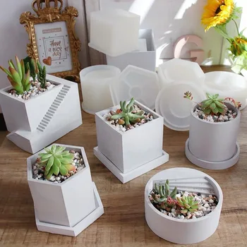 

Cement mold Planters Pot mold Silicone mold for Concrete round Square shape Diy Pen hondler mould