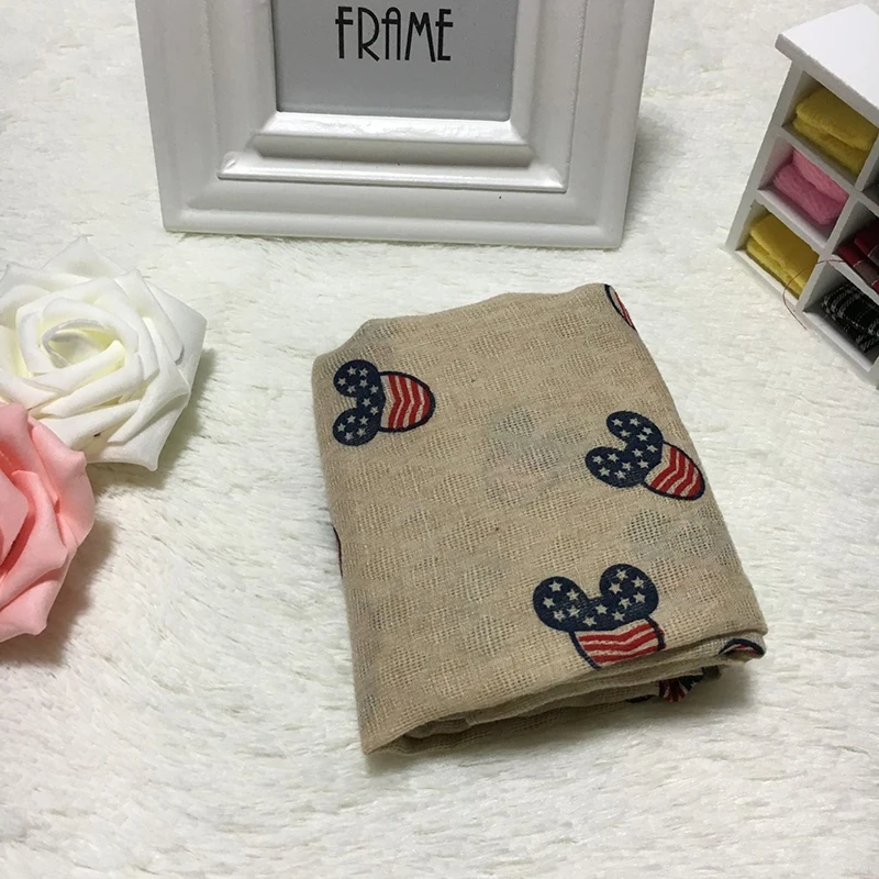 AC049Mickey-Khaki Детская однотонная плотная треугольная повязка для отдыха, домашний шарф в Корейском стиле - Цвет: AC049Mickey-Khaki