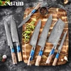 XITUO Kitchen Knives-Set Damascus Steel VG10 Chef Knife Cleaver Paring Bread Knife Blue Resin and Color Wood Handle Cooking Tool ► Photo 2/6