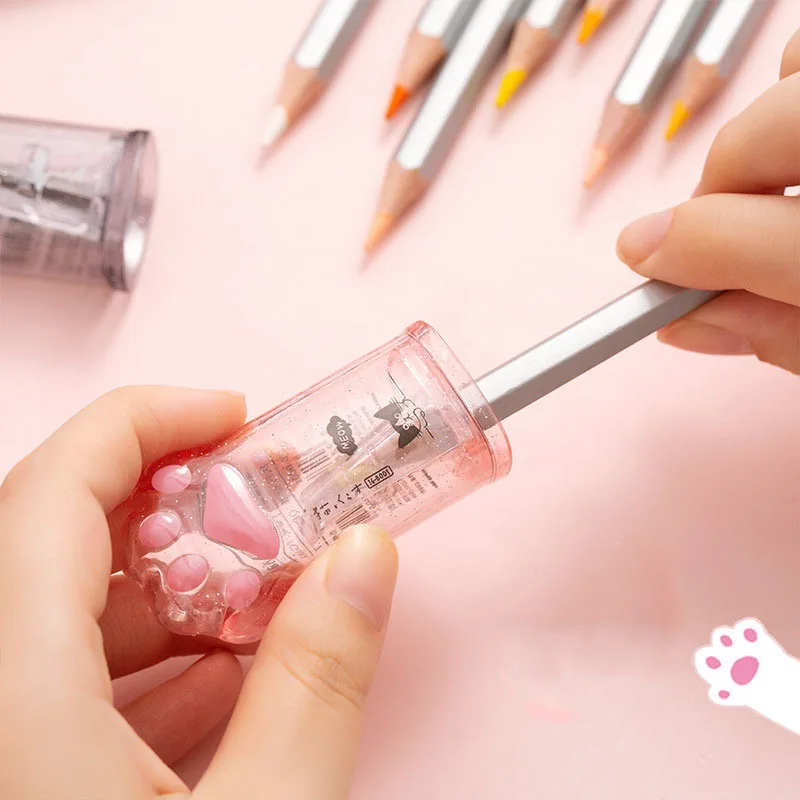 School Office Supplies Lytwtw's Pencil Sharpener 1 Pieces Cute Cat Paw Creative Stationery pencil sharpener