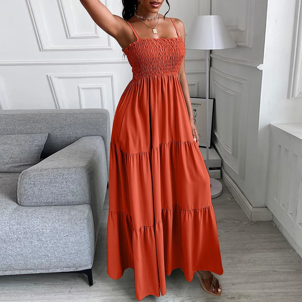 Dress Women 2021 New Arrive Summer Solid Color Strap Sexy Fashion Casual Long Dresses lulus dresses