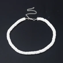 Модный летний чокер в стиле бохо белый круглый Гавайский скошенный ожерелье из морской раковины Серфер оболочки чокер Рождественский подарок ювелирные изделия