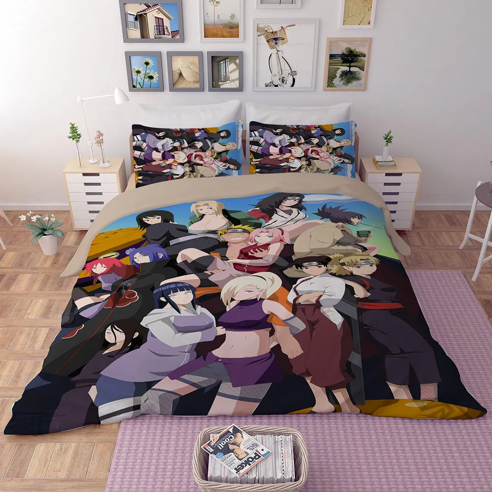 Мультфильм Наруто Аниме 3D постельные принадлежности набор Uzumaki Наруто Учиха Саске одеяло наволочки постельные принадлежности наборы