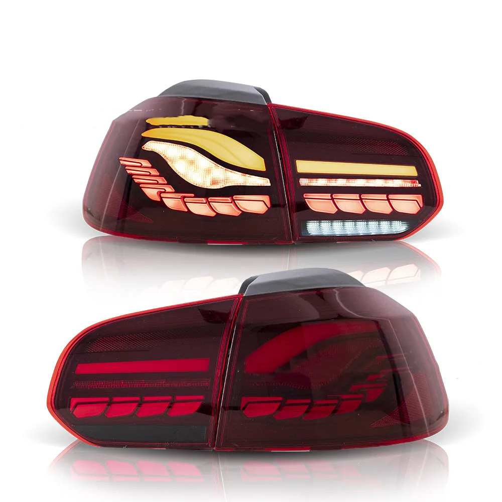 Automobile Reverse Light Fog Lamp For Volkswagen Golf 6 2010-2014 Car Taillight DRL Dragon Scale LED Streamer Assembly |