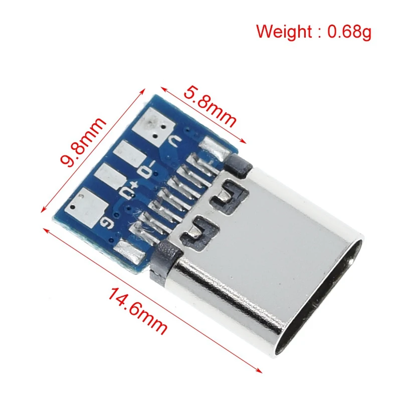 10pcs USB 3.1 Type C Connector 12/24 Pins Female/Male Socket Receptacle Adapter to Solder Wire & Cable 24 Pins Support PCB Board