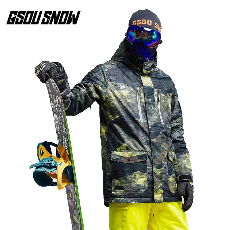 GSOU зимняя куртка для сноуборда, водонепроницаемая мужская куртка для горного катания на лыжах, сноубординга, зимняя уличная спортивная одежда, теплое пальто