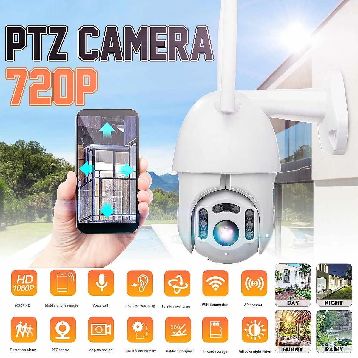

720P PTZ IP Camera Outdoor Speed Dome Wireless Wifi Camera IR Network CCTV Surveillance Home Security Wall Cloud IP Camera