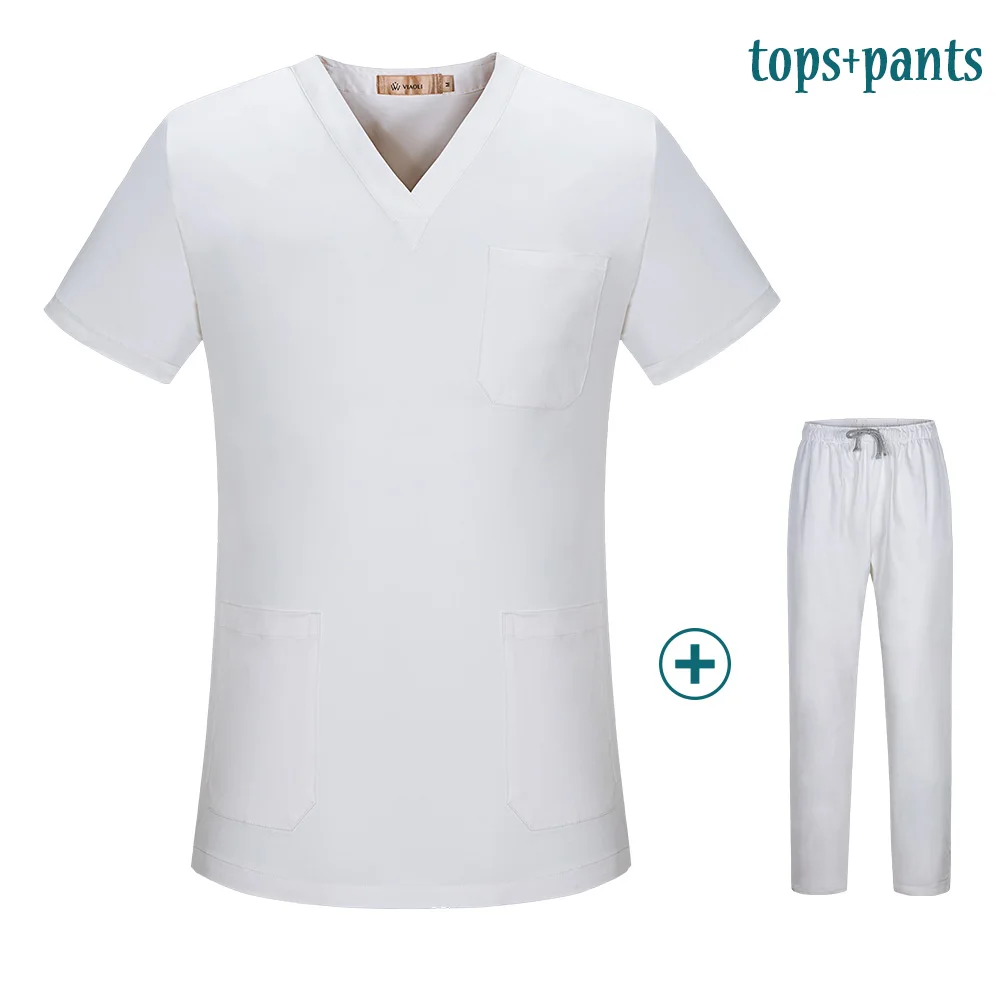IF зубные скрабы салон красоты мужская униформа медсестры Летняя женская Больничная модная дизайнерская облегающая медицинская одежда набор - Цвет: tops-pants