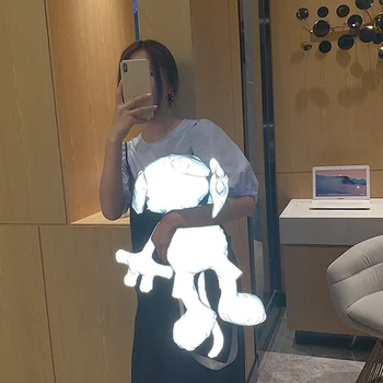 

Reflective Women's Bear Backpack Fashion Personality Shoulder Bag Punk Style Messenger Bag Children Bag