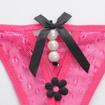 Women Pearl Thong Flower Panties & Briefs T-back Bow Underwear Design Novelty & Special Use Random Color 2