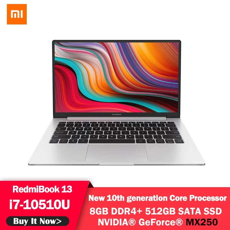 Оригинальный ноутбук Xiaomi RedmiBook 13 3 дюйма MX250 Intel Core i7 10510U 8 ГБ ОЗУ DDR4 512 SATA SSD Windows 10