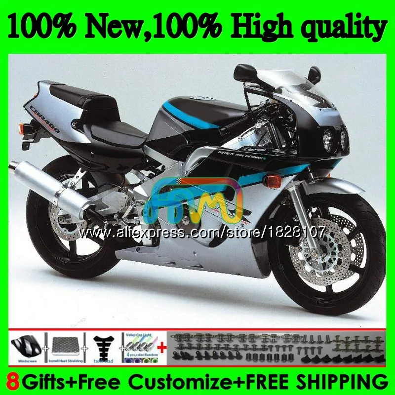NC23 комплект для HONDA CBR400 CBR400RR 88 89 90 91 92 93 90BS. 22 CBR 400 RR 400RR 1988 1989 1990 1991 1992 1993 обтекателя черный серебристый - Цвет: No. 1