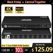 USB HDMI KVM переключатель 8 портов Lan переключатель KVM 8 портов KVM переключатель Поддержка 4K 30Hz Ultra HD клавиатура и мышь Порт ИК-пульт USB 2,0