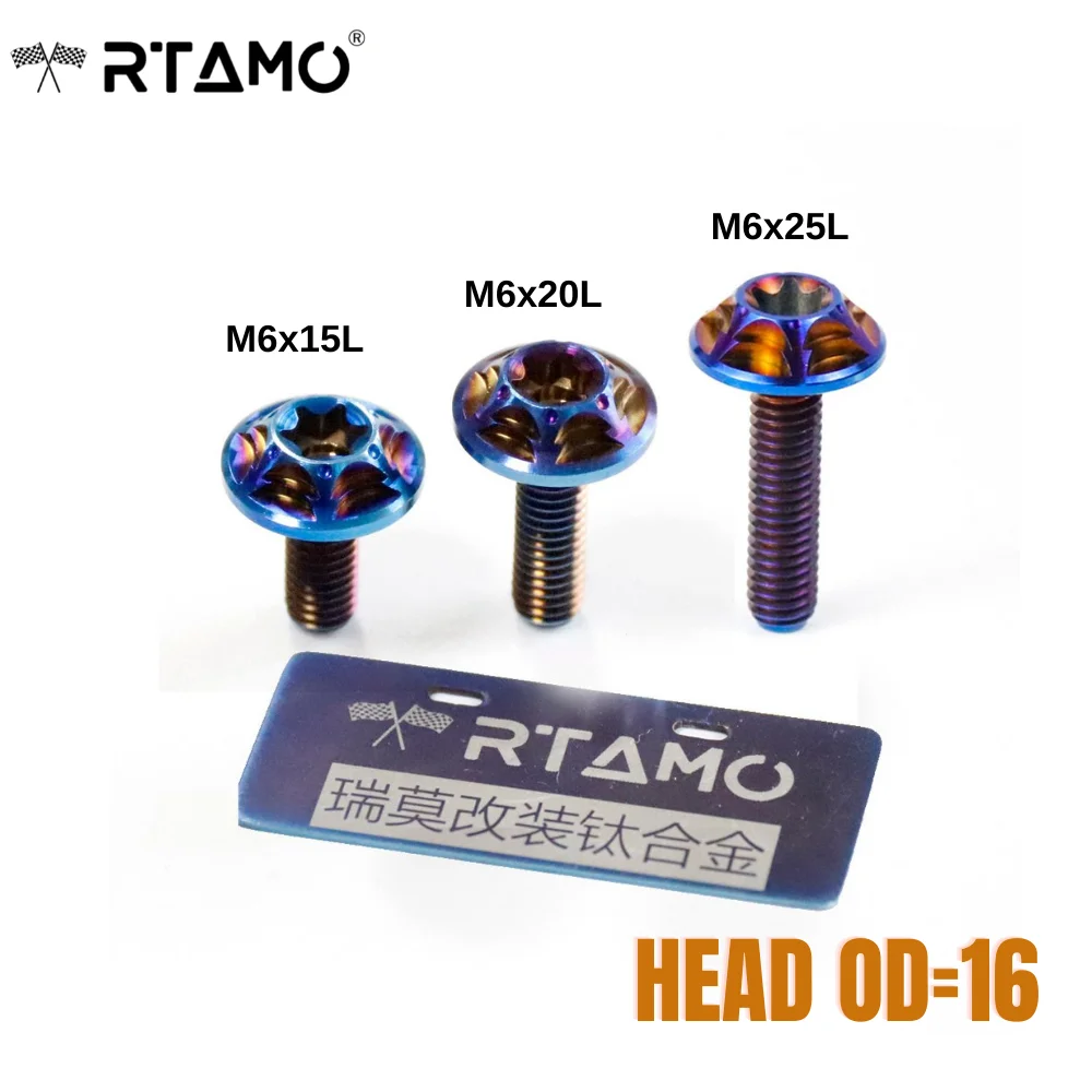 Big Head Titanium Screws T40 Disc Brake Rotor M6X15/20/25mm(OD = 16) Ti Bolts for Bike Motorcycle and Car Parts car screws motorcycle screws auto fasteners motorcycle fasteners 1PC