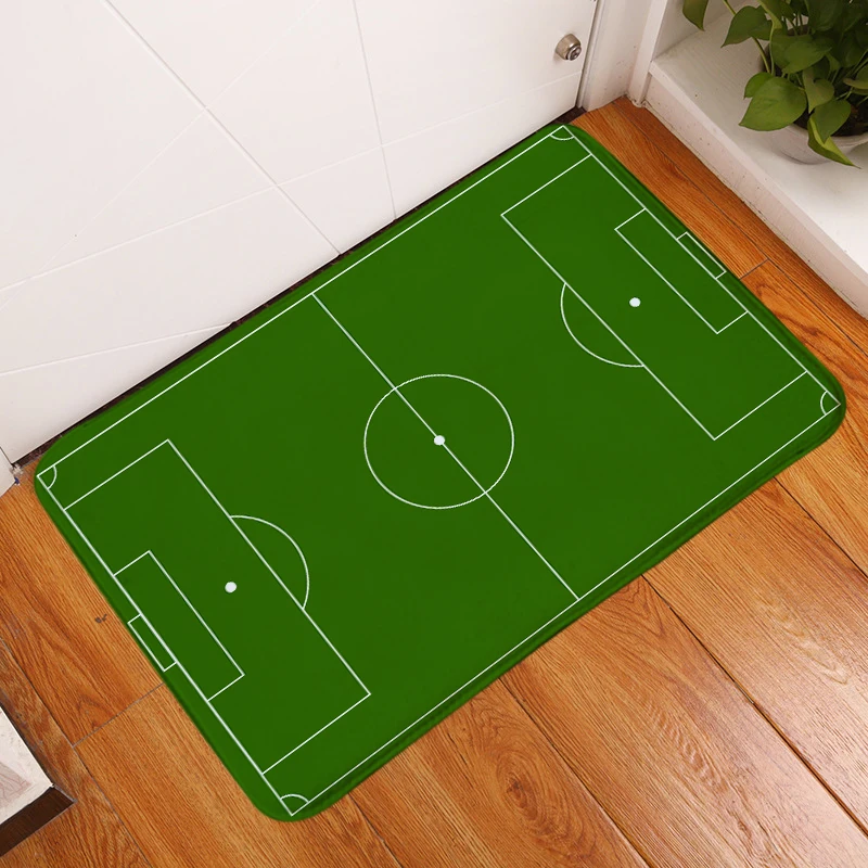 

HomeMiYN Non Slip Bath Mat Green Football Flied Rectangle Door Mats Funny Flannel Printed Foot Pads Entrance Mats for Bathroom