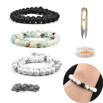 

8mm Natural Lava Amazonite Turquoise Stone Beads Kit for DIY Strand Bracelet Necklace Earring Making Fashion Jewelry Accessaries