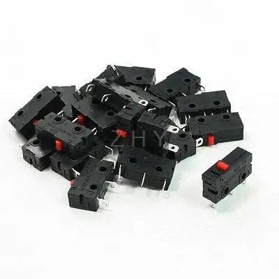 

20 Pcs AC 125V 5A SPDT 3 Pins Red Push Button Actuator Miniature Micro Switch
