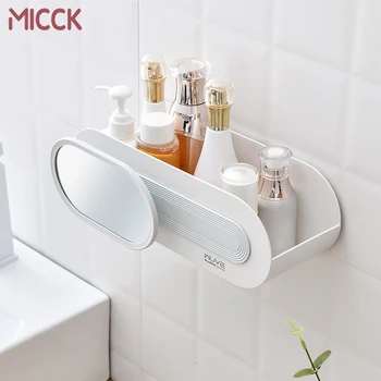 

MICCK Cosmetic Mirror And Storage Box Integrated Exquisite Storage Rack Home Decoration Punch-free Wall Hanging Organizer Shelf