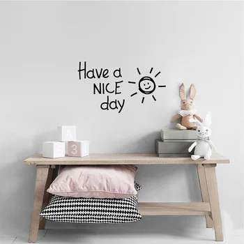 

Wallpaper Art English alphabet Stickers PVC Have a NICE day Lovely sunlight Living Room Bedroom Decor Wall Decals Wall Sticker