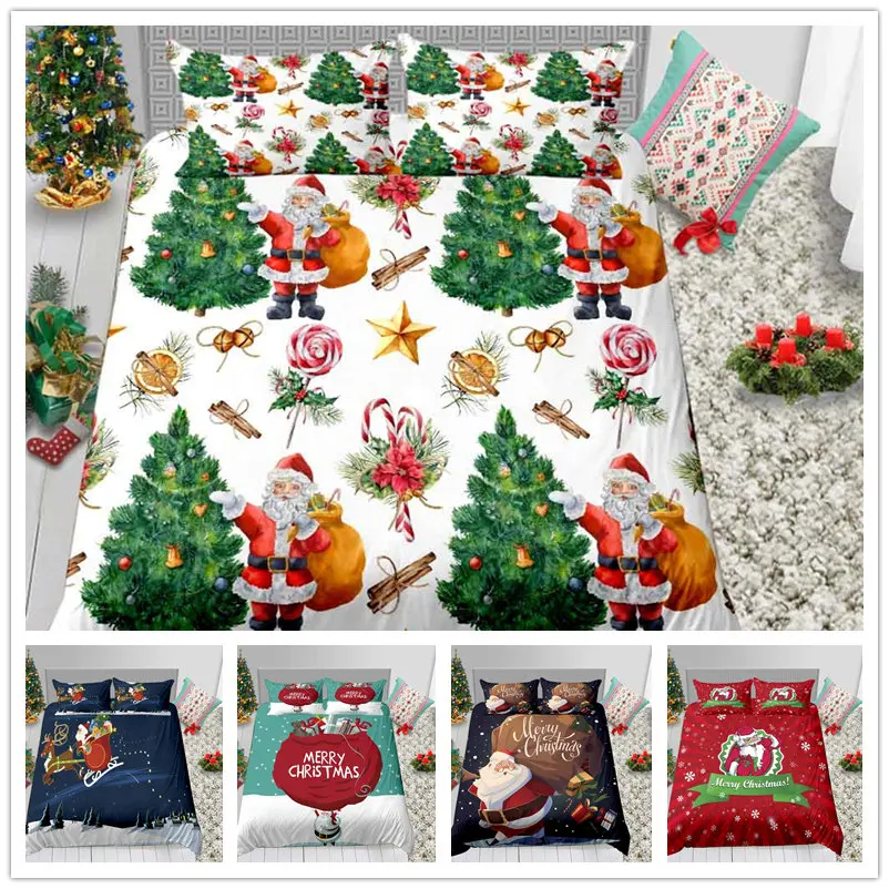

Lovely Cartoon Bedding Set Christmas Gift 2/3pcs with Pillowcase Bedspreads King Twin Queen Size of Comforter Cover Set 2019 New