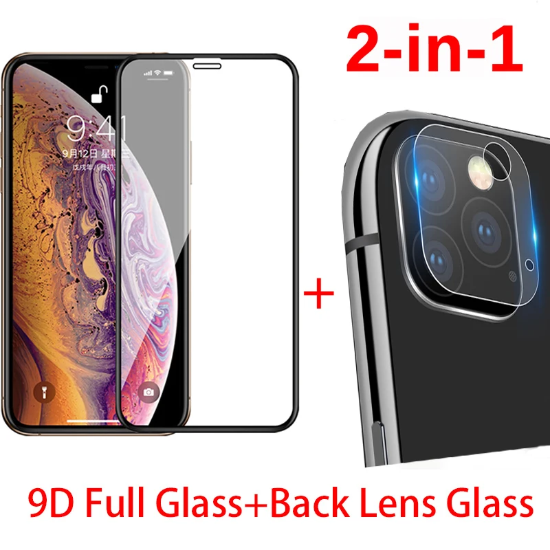 

2in1 9D HD Black Protective Glass for iPhone 11 Camera Screen Protector for iPhone 11 Pro Max Glass for iphone 11 Pro Film
