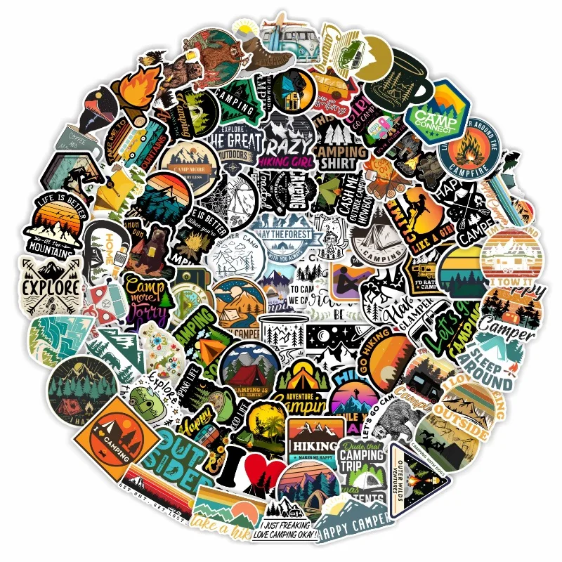 

10/30/50/100PCS Camping Landscape Stickers Outdoor Adventure Climbing Travel Cool Waterproof Sticker to DIY Laptop Car Luggage