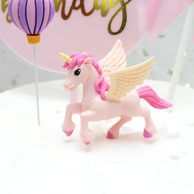 Miniature Rainbow Cake Decoration Unicorn Cake Flag Decoration Pegasus Unicorn Happy Birthday Party Cupcake Decoration Wedding Pink